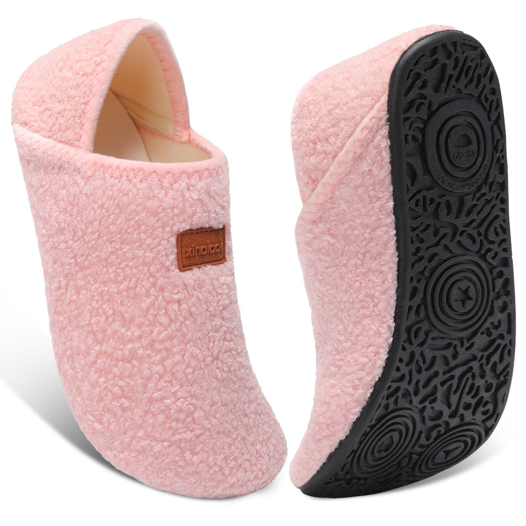 XIHALOOK House Slippers for Women Men Cozy Sock Shoes with Soft Rubber Sole Slip On for Indoor/Outdoor