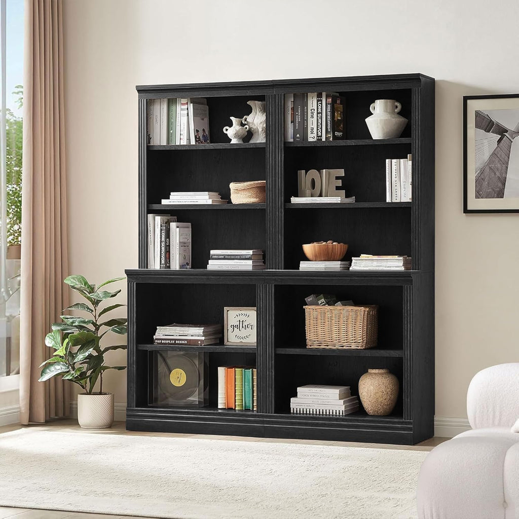 JAHRSTIM Halston Bookshelf, 5-Tier Tall Deep Storage Shelf, Adjustable Open Shelving Unit Closet Organizer and Storage for Living Room Home Office Bedroom, Modular Deep Bookcase Bookshelves