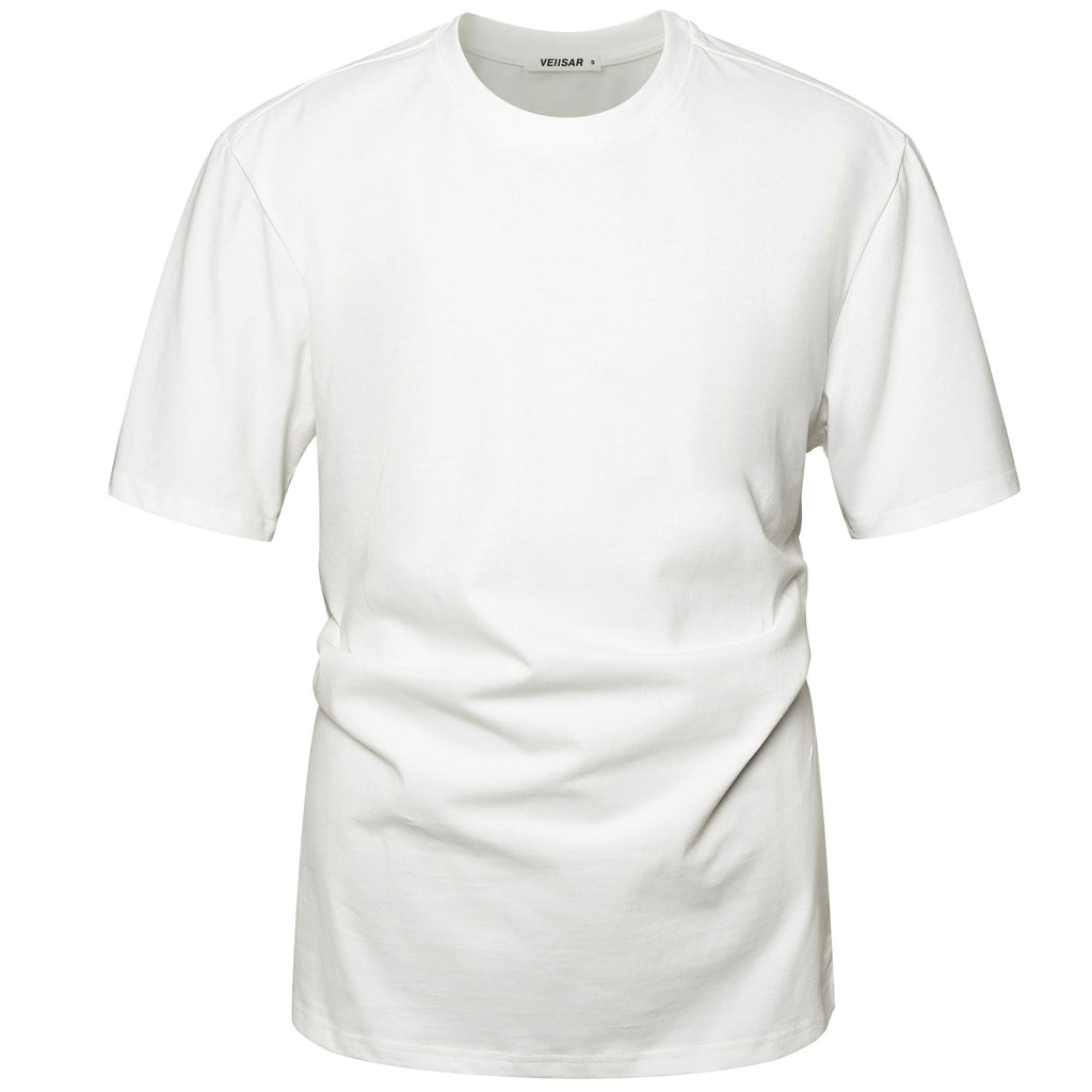 VEIISAR Men's Heavy Weight Crew Neck T-Shirt Mens Premium Cotton Tee - Pre Shrunk S-3XL