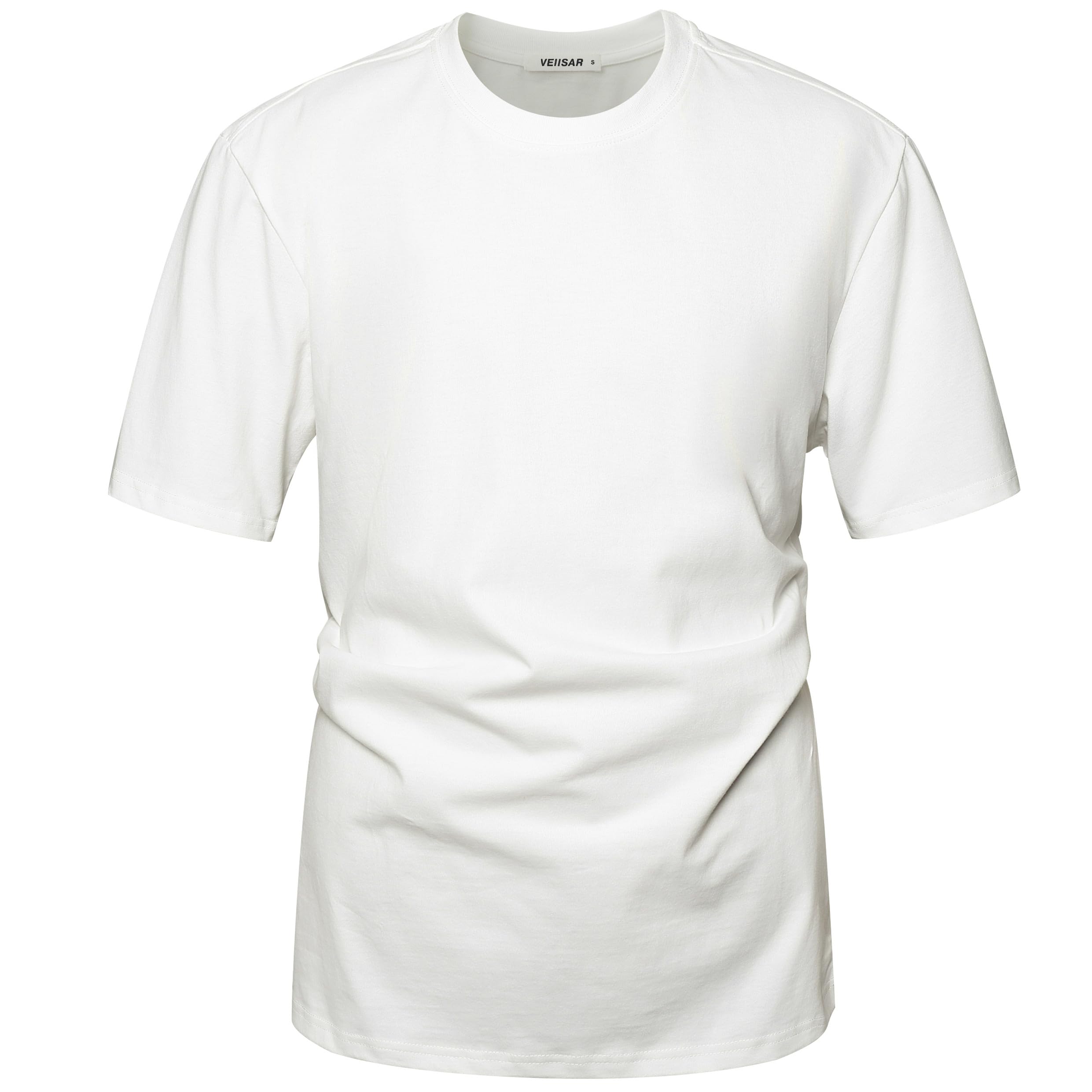 VEIISAR Men's Heavy Weight Crew Neck T-Shirt Mens Premium Cotton Tee - Pre Shrunk S-3XL