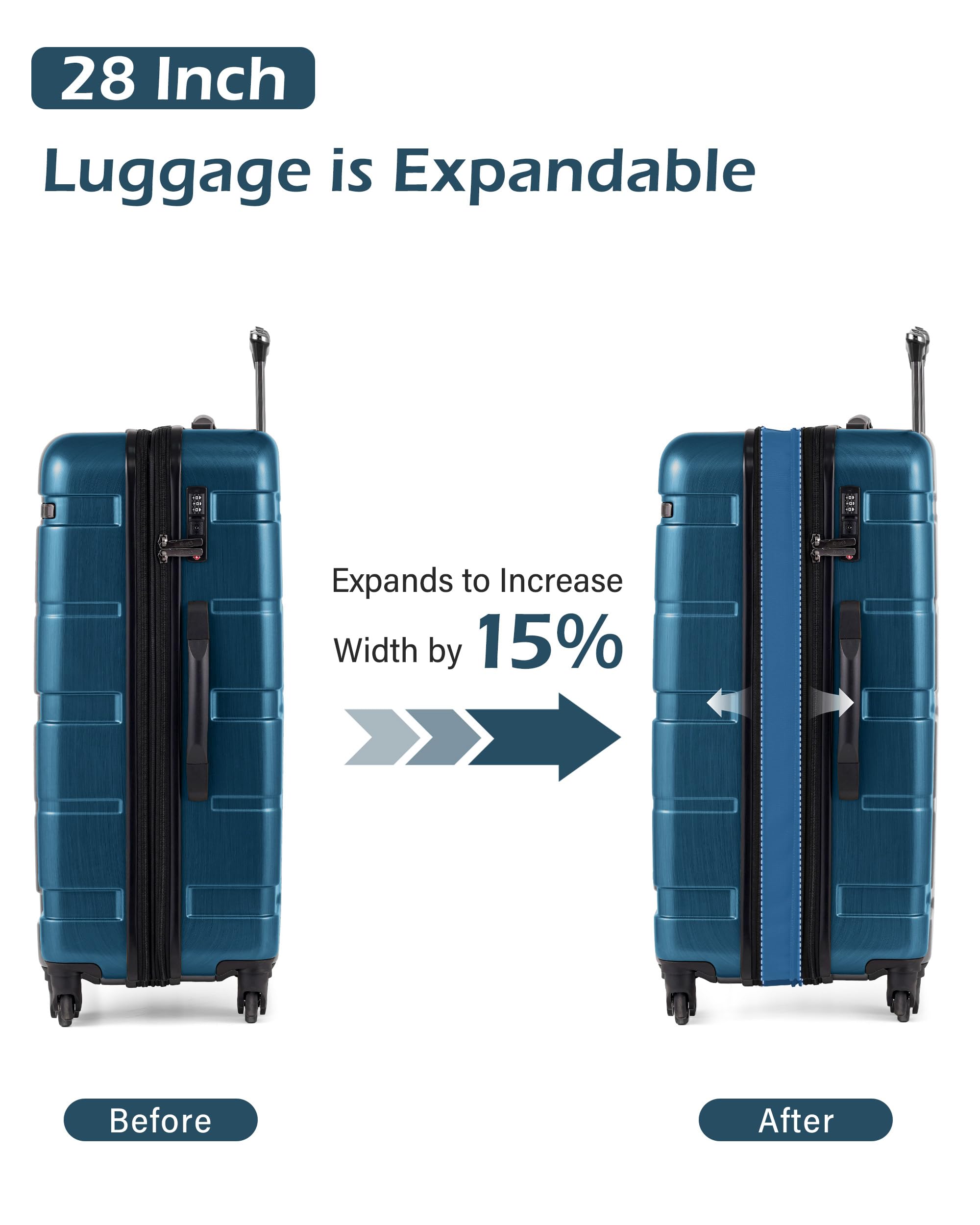 Coolife Carry On Luggage 22x14x9 Airline Approved Hardside PC+ABS Suitcase with TSA Lock, Lightweight Rolling Travel Luggage with Spinner Wheels(Black Brown, 20in)