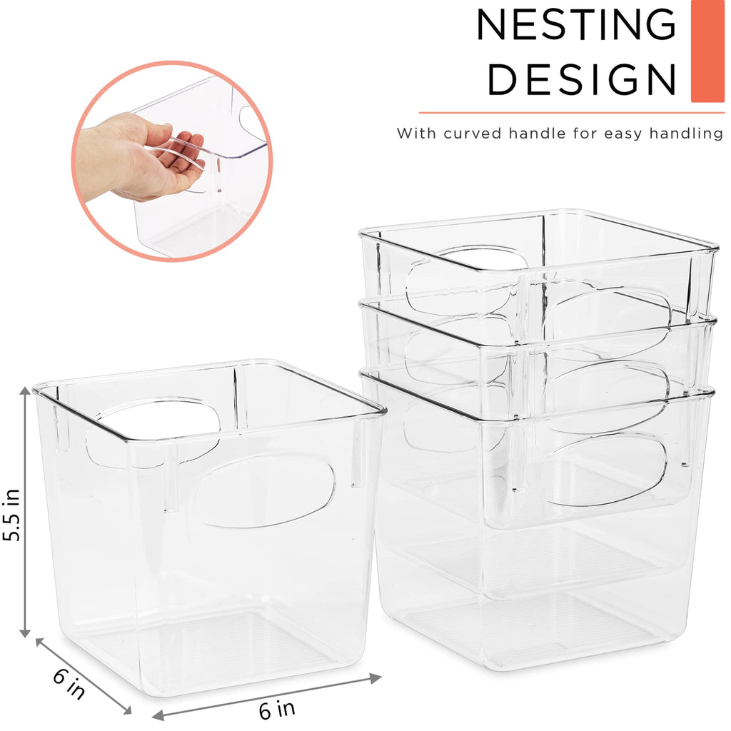 Sorbus Large Clear Plastic Storage Bins for Shelves, Clothes, with Handle - Clear Storage Bins, Drawer, Shelf, Closet, Pantry, Fridge, Freezer Organizer Bins, Closet Organizers and Storage (2 pack)