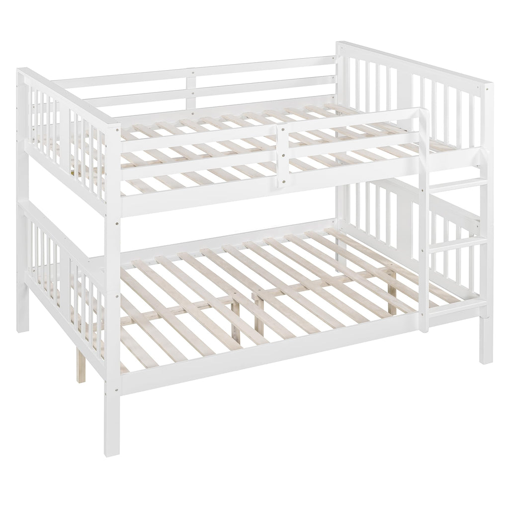 Merax Full Over Full Bunk Bed Convertible to Two Separate Beds, Solid Pine Wood Frame with Safety Guardrail & Headboard, Sturdy Durable Design, for Teens, Espresso