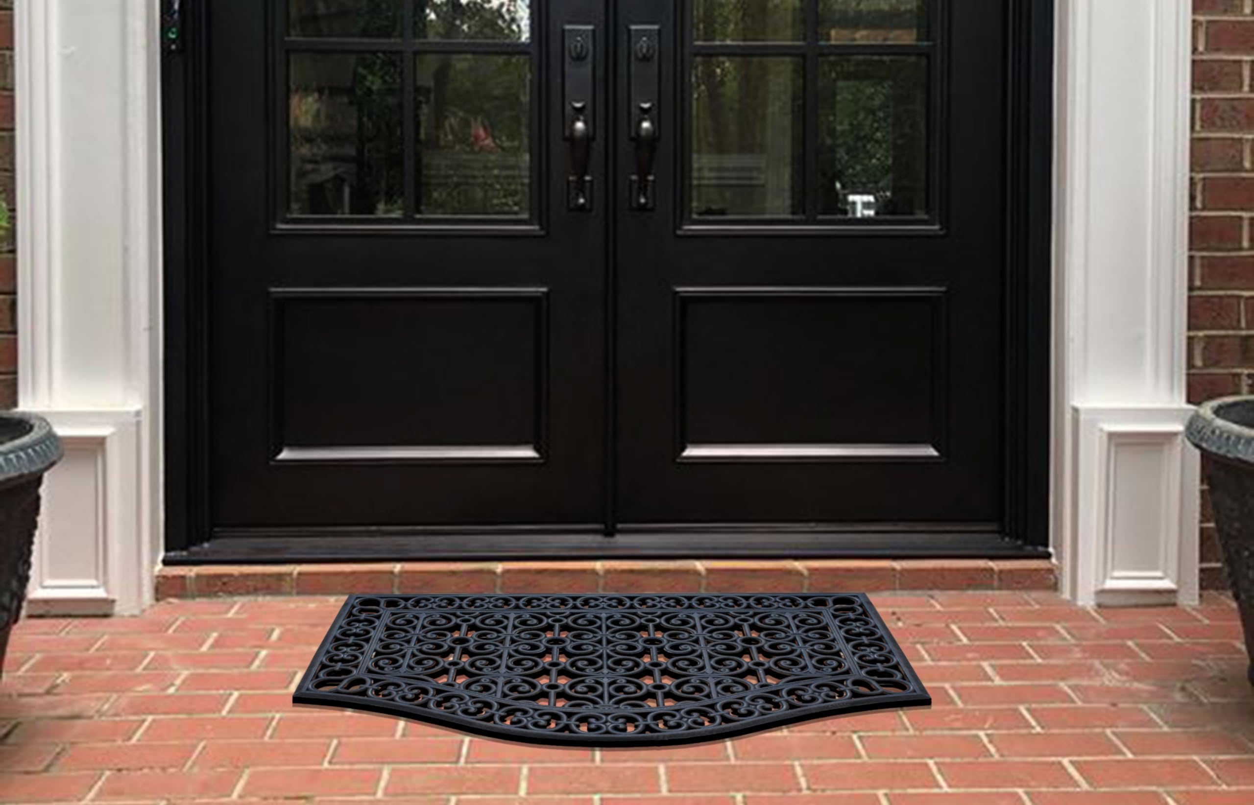 A1 Home Collections 19-LB Heavy Duty Rubber Doormat 24"×57" - Won't Blow Away | Outside Front Door Mat, Mud Dirt Scraper, Non-Slip Drainage Mat for Entryway Patio Garage, All-Weather, 100% Rubber Mats