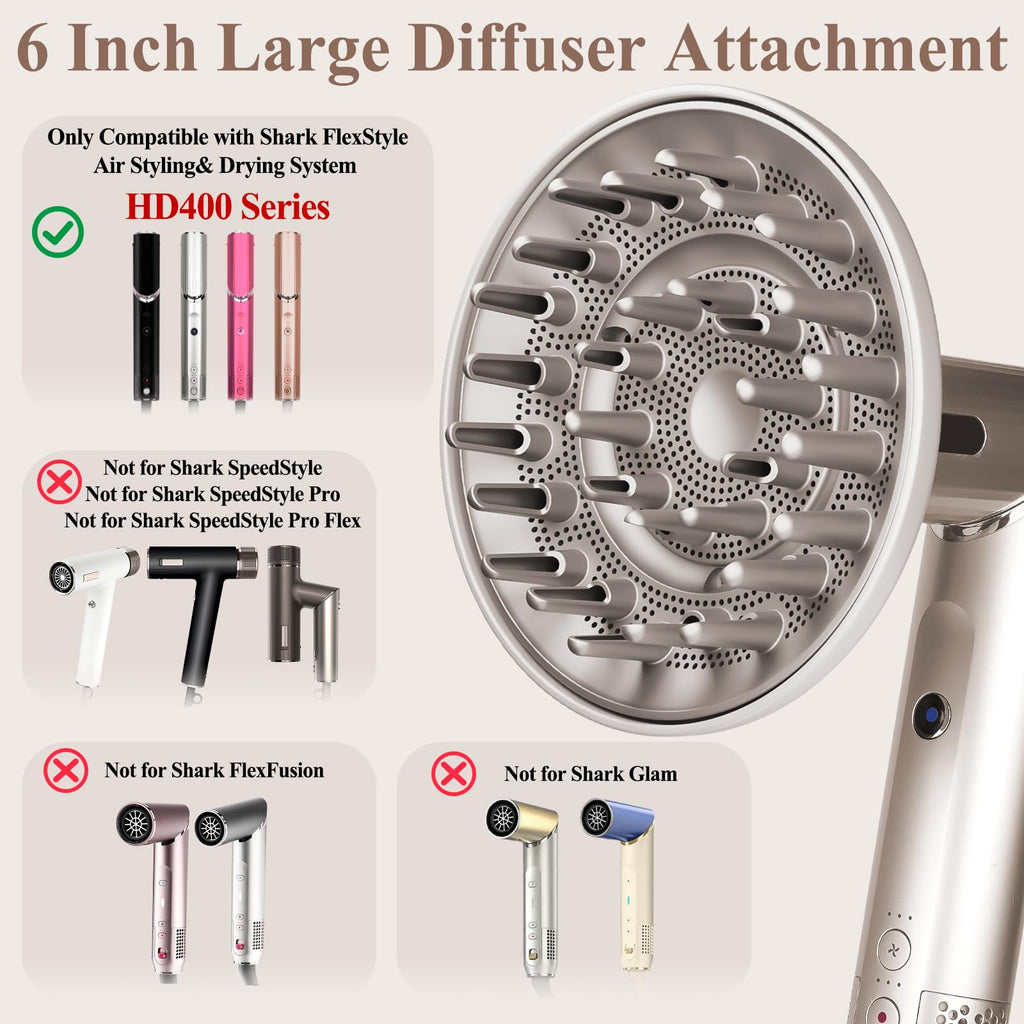 Large Diffuser Attachment Compatible with Shark FlexStyle, Upgraded Bigger Diffuser Nozzle for Dryer Faster and Define Wavy, Curly, Coily Hair