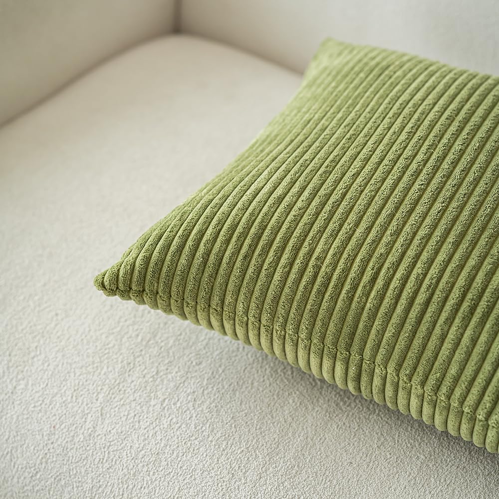 LANANAS Neutral Couch Throw Pillow Covers 18x18 Inch Set of 4 Decorative Farmhouse Boho Throw Pillows for Living Room, Couch, Bed, Sofa Soft Corduroy Accent Home Decor (Blue Ocean, 18x18 Inch)