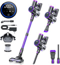 Bieiao Cordless Vacuum Cleaner, Stick Vacuum with LED Display, 2 Modes 6 in 1 Lightweight Rechargeable Cordless Stick Vacuum with 40Min Detachable Battery Vacuum Cleaner for Home Hard Floor Carpet