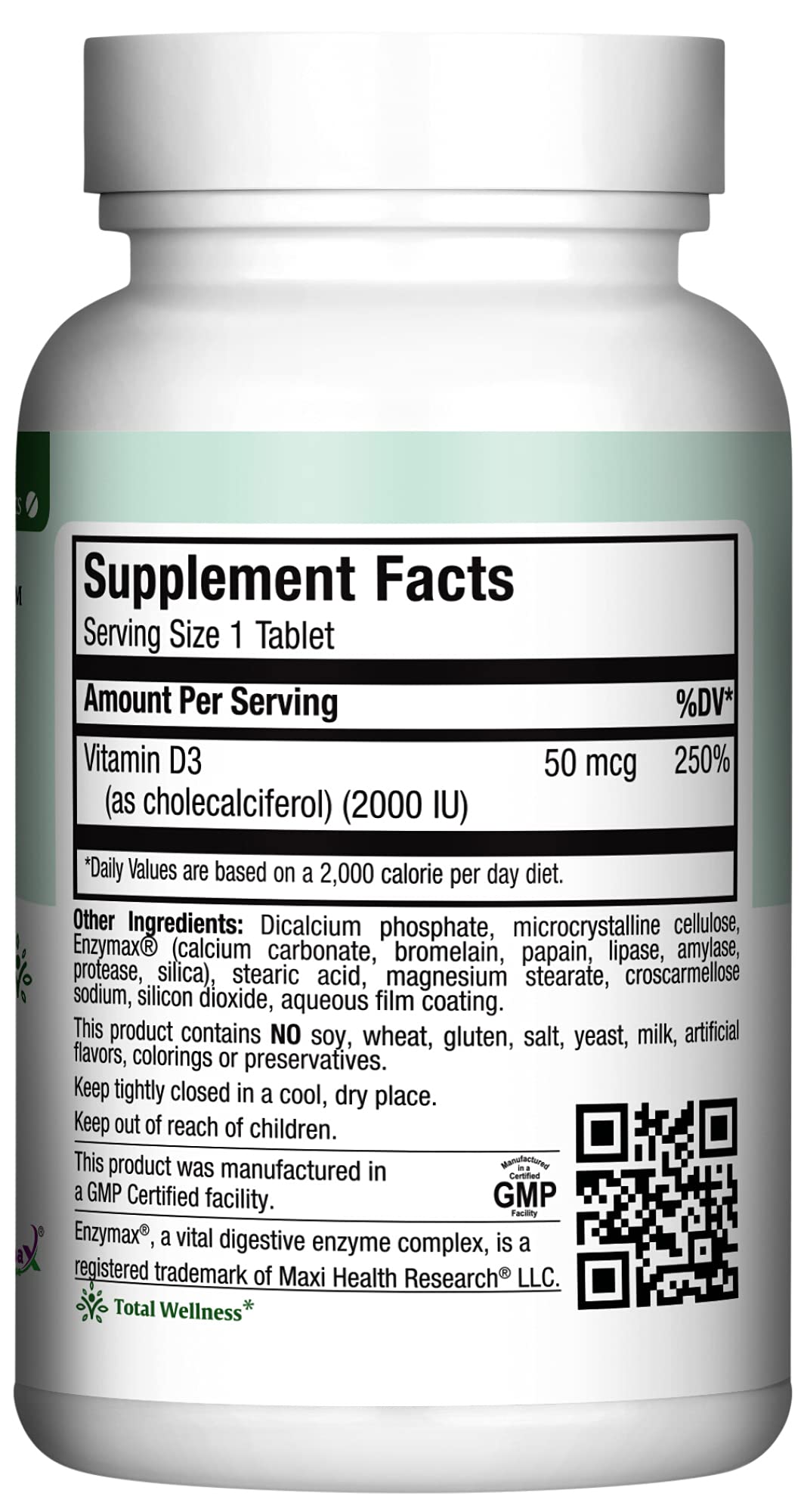Maxi Health Vitamin D3 2000IU Tablets – Immune Support, Bone Health, and Muscle Function – Vitamin D 2000 IU Supplement for Adults – Kosher, Easy-to-Swallow, 90 Tablets