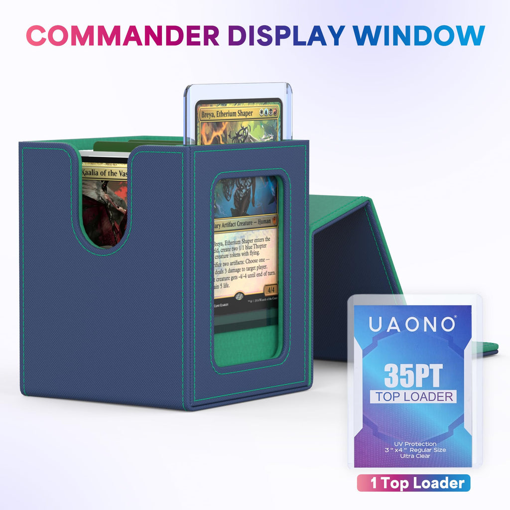 UAONO 4 Pack MTG Commander Deck Box, Independent Commander Display, Fits 400 Double-Sleeved Cards, Magnetic Deck Case for Magic the Gathering TCG, 8 Dividers & 4 Top Loaders (4 Color)