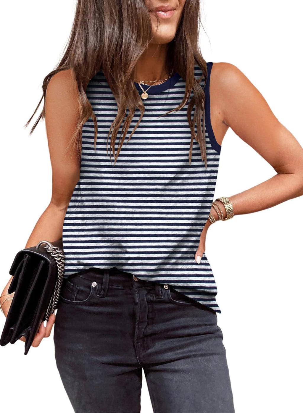 EVALESS Tank Tops for Women 2026 Spring Summer Outfits Cute Polka Dots Sleeveless Tops Loose Fit Shirts