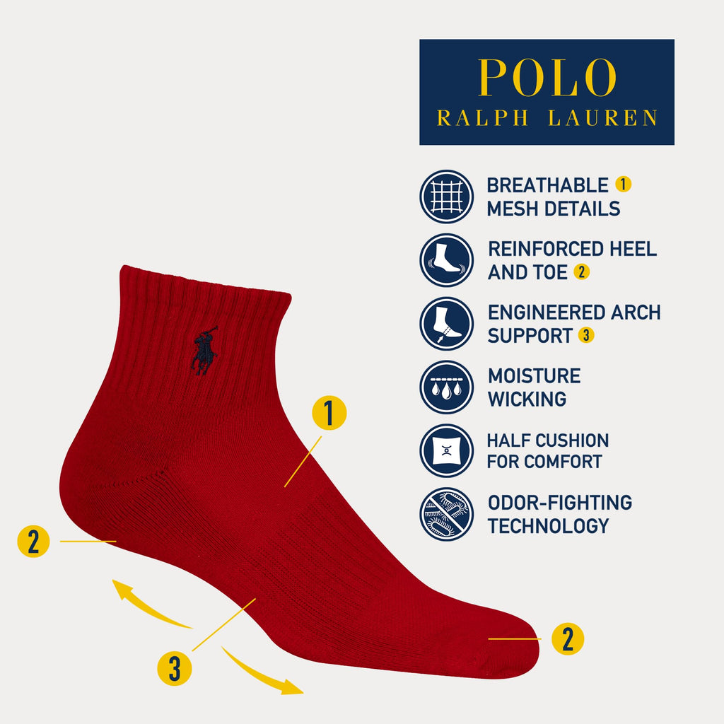 POLO RALPH LAUREN Men's Performance Cotton Quarter Socks