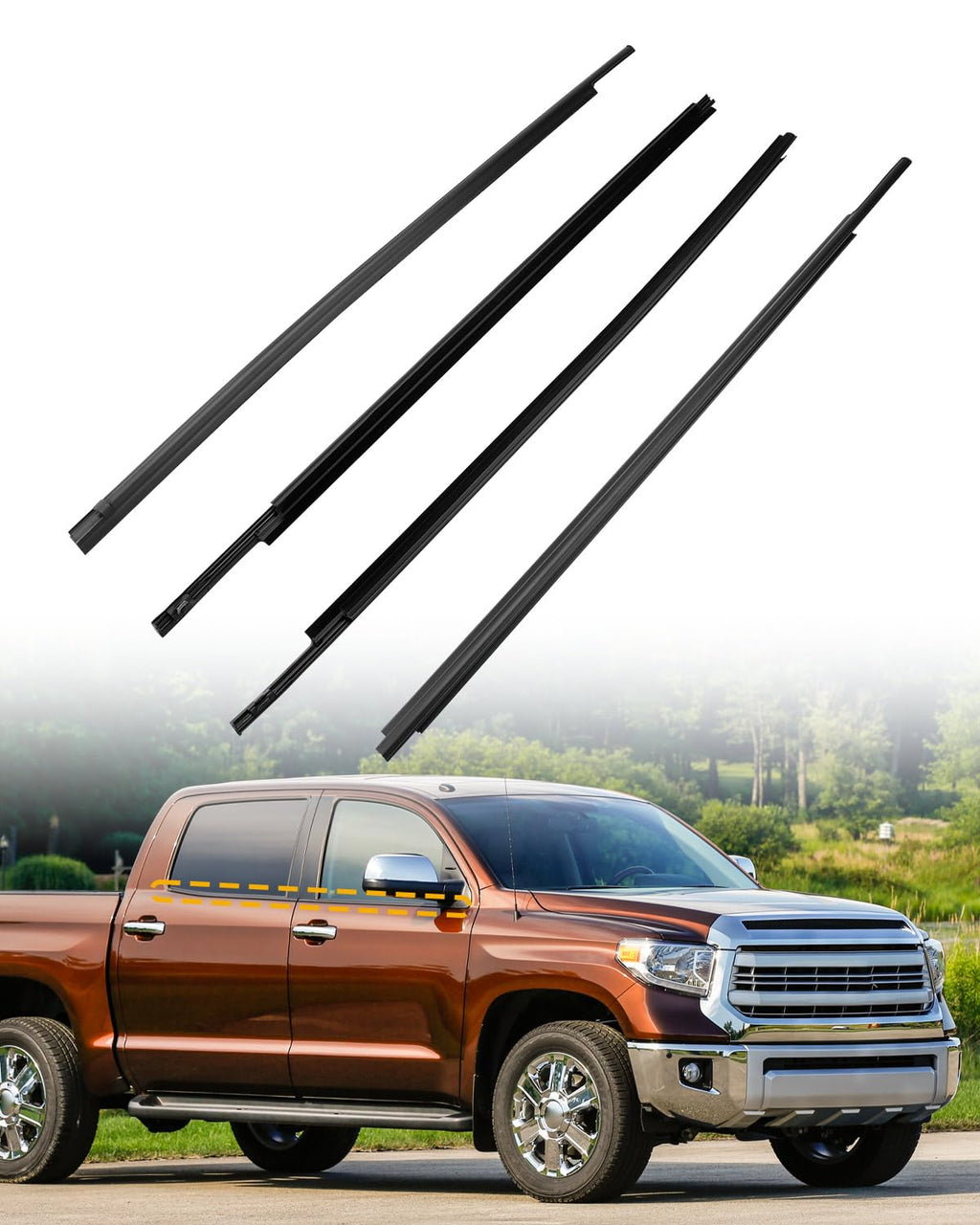 Window Trim Seal, Compatible with 1996-2002 Toyota 4Runner 4-Door, Window Molding Weather Stripping Belt Set, 68161-35010, 68162-35010, 68163-35010, 68164-35010, Door Weatherstrip Rubber Moulding 4PCS