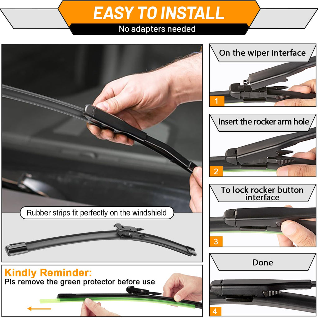 OEM Windshield Wiper Blades Replacement for Chevy Silverado Avalanche Tahoe Suburban 2007–2013, GMC Sierra Yukon 2008–2013, Cadillac Escalade ESV EXT 22" + 22", OE Style Beam Wipers Set of 2