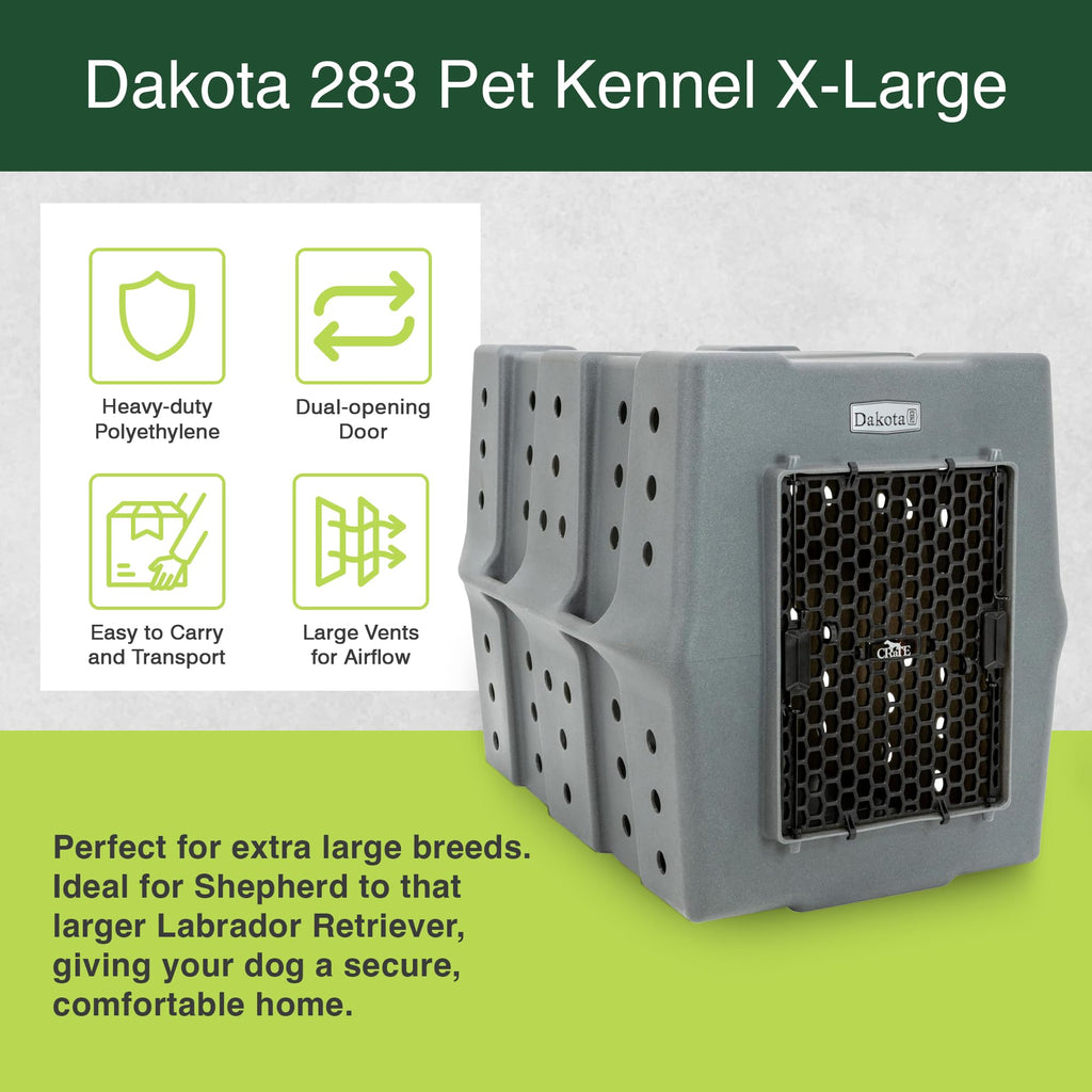 Dakota 283 Canine Rough and Tough Economy Dog Crate w/ Removable Two-Way Door - Heavy Duty Outdoor Kennel for Medium Breed Dogs (Coyote Granite, Intermediate)