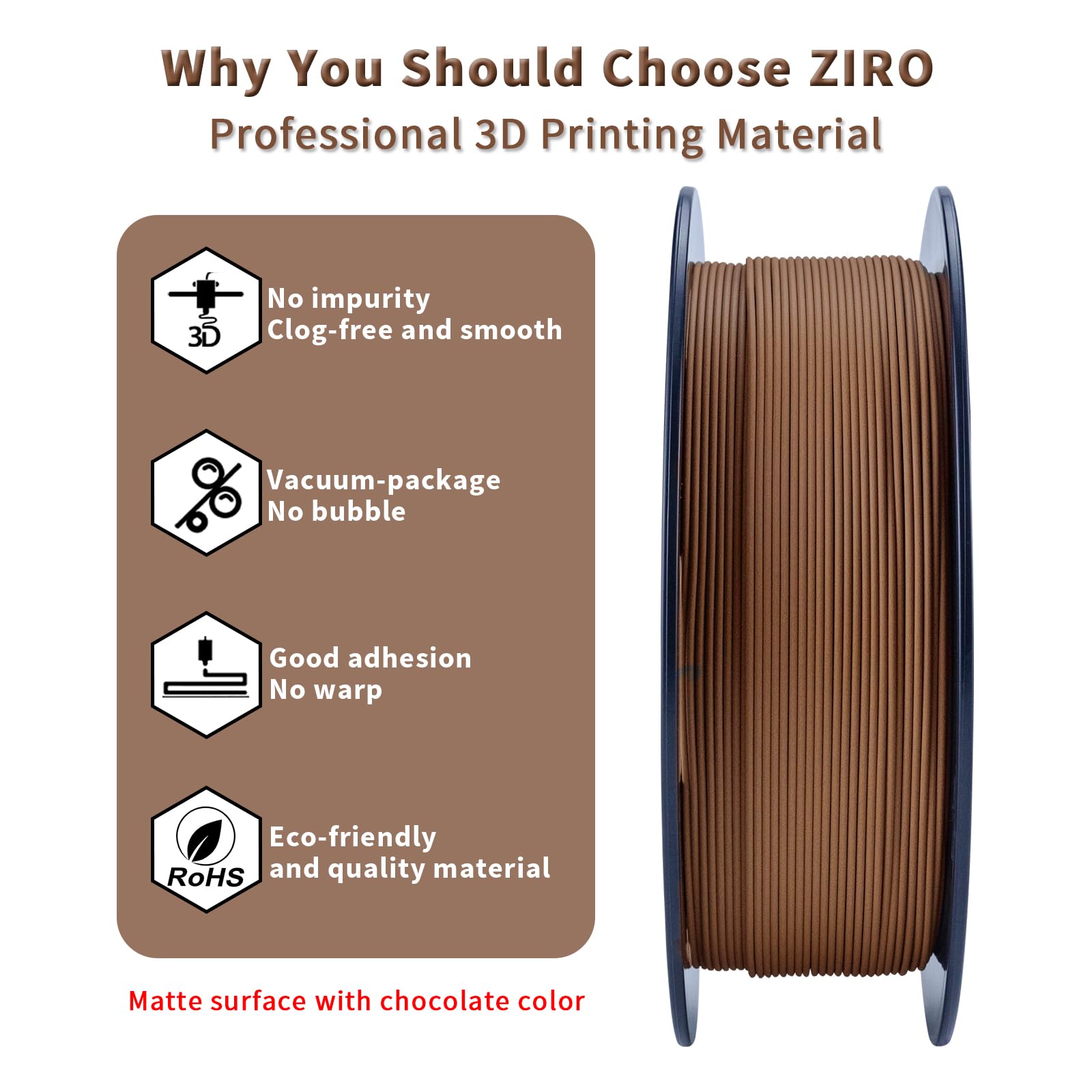 ZIRO 3D Printer Filament, PLA Filament 1.75mm, Black pla 1KG(2.2lbs), Dimensional Accuracy +/- 0.03mm, Fits Most FDM Printer AMS System,3D Printing Filament Spool Black (Plastic Reel)