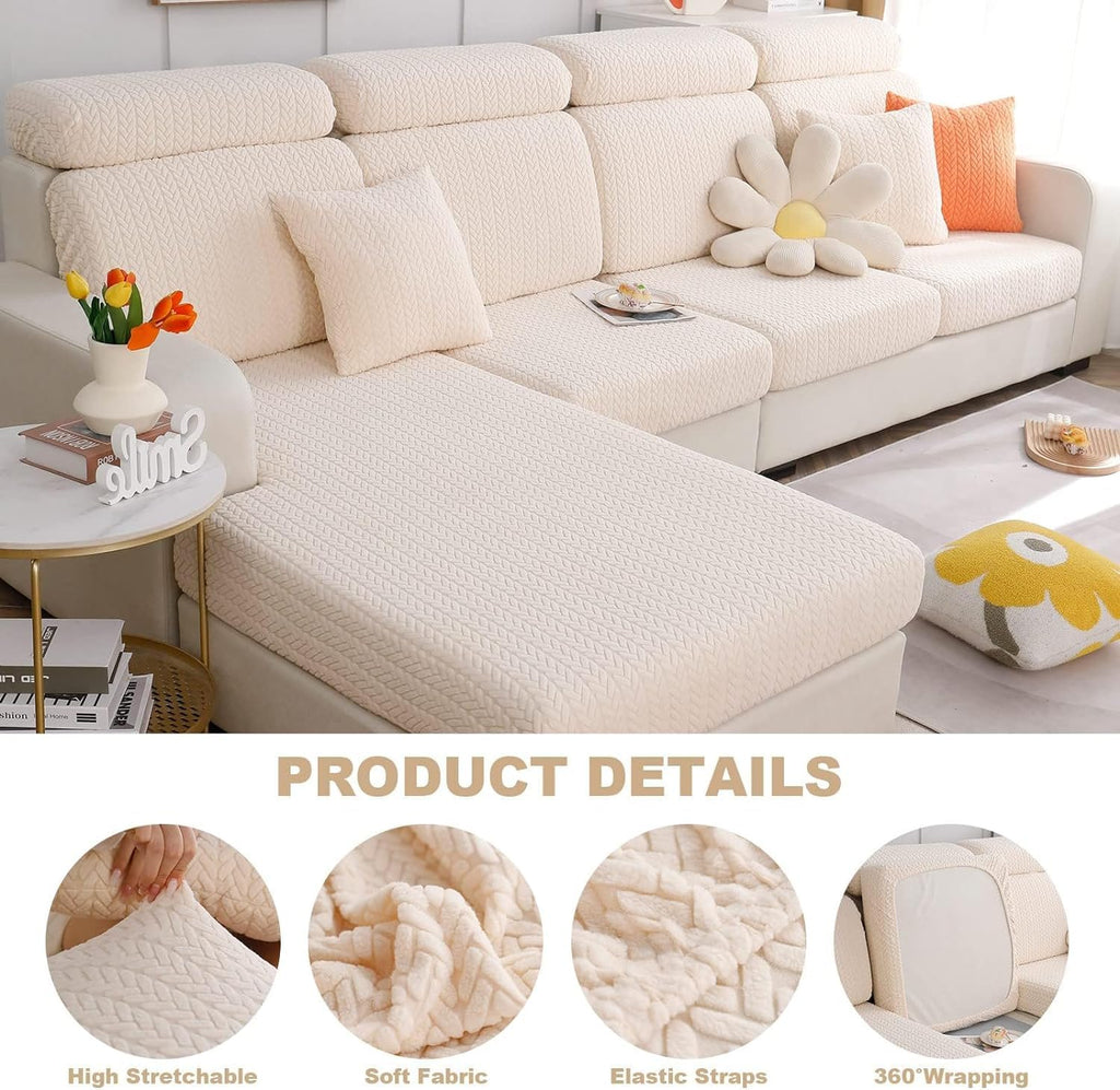 Yoovat Sofa Covers Soothing Home Sofa Covers Sofa Hero Covers Couch Cushion Covers for Dogs Stretch Couch Covers Slipcovers for Couches and Sofas (Wheat-Blue,Large Single Seat Cover)