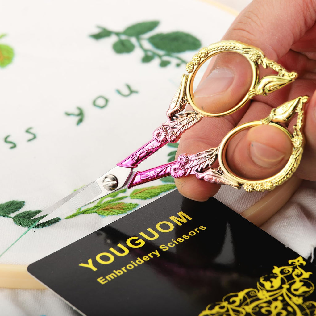 YOUGUOM Small Craft Scissors, Little Travel Sharp Embroidery Scissors All Purpose, Straight Tips Mini Sewing Shears, Precision Detail Thread Cutting Snips