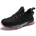 SPIEZ Safety Shoes for Women, Composite Toe Work Shoes with Air Cushioned Comfort, Lightweight Puncture Proof Safety Sneakers for Work and Daily Wear, Black Pink/Purple US4.5–10