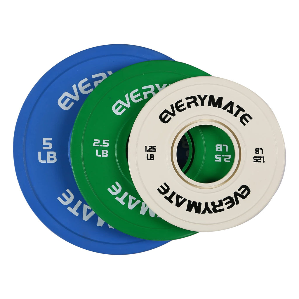 EVERYMATE Change Weight Plates 1.25LB 2.5LB 5LB Set Fractional Plate Olympic Bumper Plates for Cross Training Bumper Weight Plates Steel Insert Strength Training Weight Plates