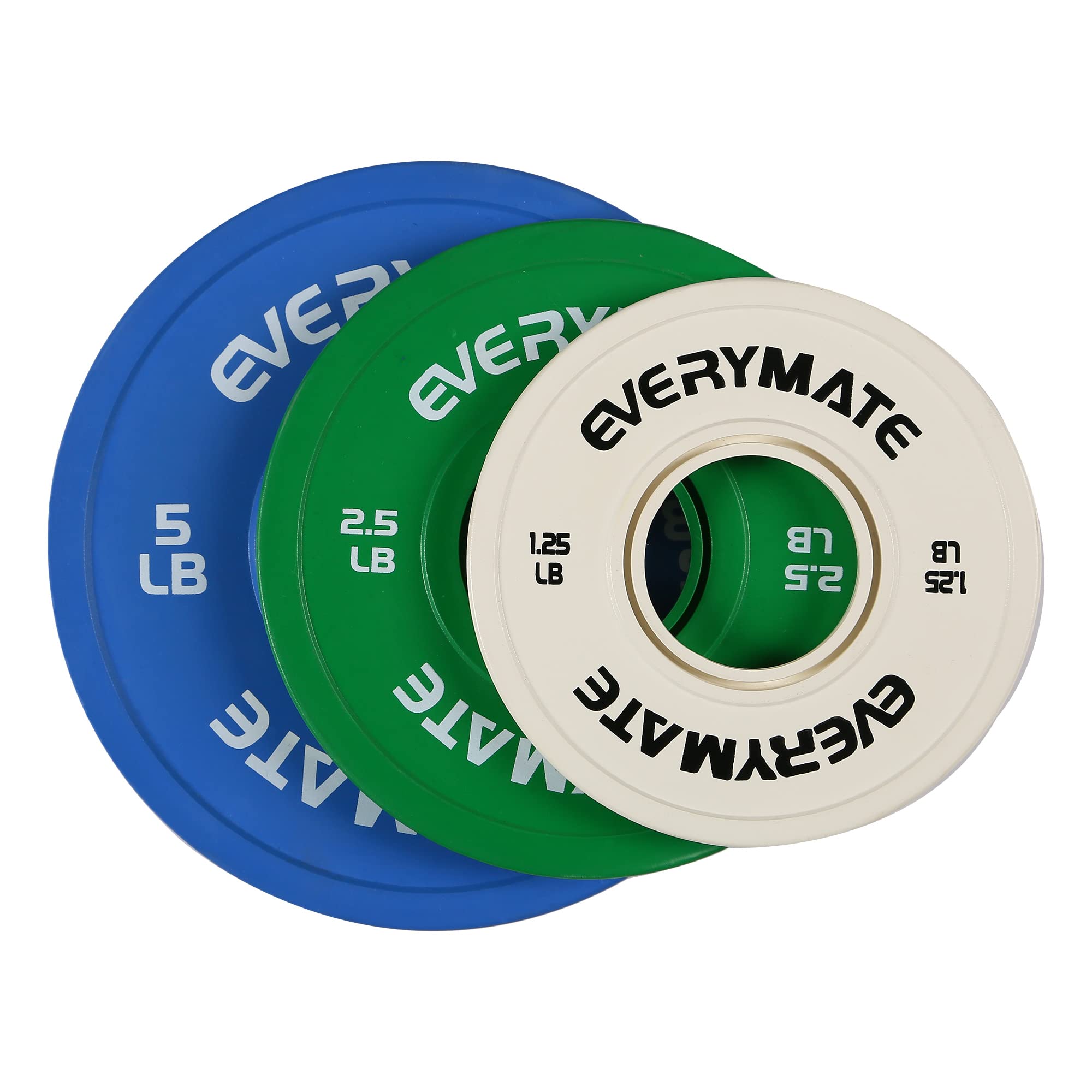 EVERYMATE Change Weight Plates 1.25LB 2.5LB 5LB Set Fractional Plate Olympic Bumper Plates for Cross Training Bumper Weight Plates Steel Insert Strength Training Weight Plates