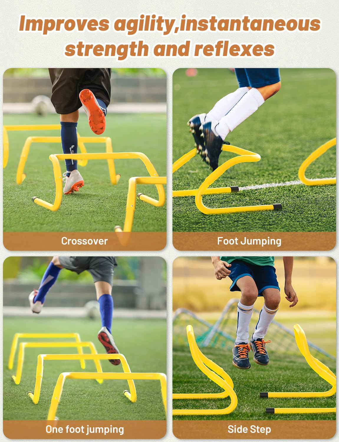 GHB Agility Hurdles 5/6 Pack Foldable Speed Agility Training Hurdles Adjustable Sturdy Hurdles Training Equipment Set with Carry Bag for Amateur, Athletes, Soccer, Basketball