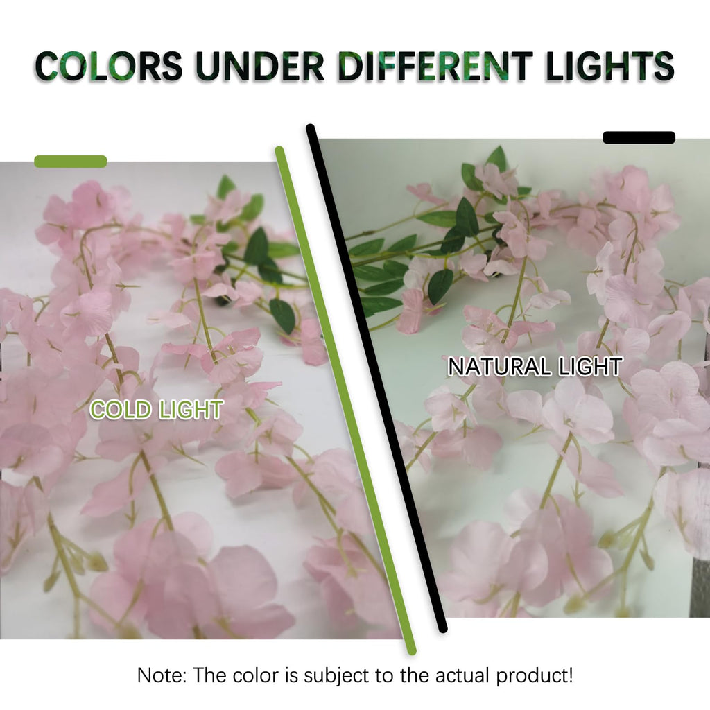 5 Pack Pink Wisteria Hanging Flowers Garland, 3.77 Feet Artificial Flower Vines, Fake Wisteria, Artificial Vines Hanging Garland for Backdrop Outdoor Yard Garden Decor