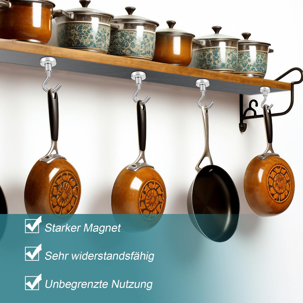 MAGXCENE 50 Pcs Magnetic Hooks Heavy Duty, 3 Different Size Strong Rare Earth Magnet Hooks for Hanging, Refrigerator, Neodymium Magnets with Hooks for Grill Kitchen Tool Storage