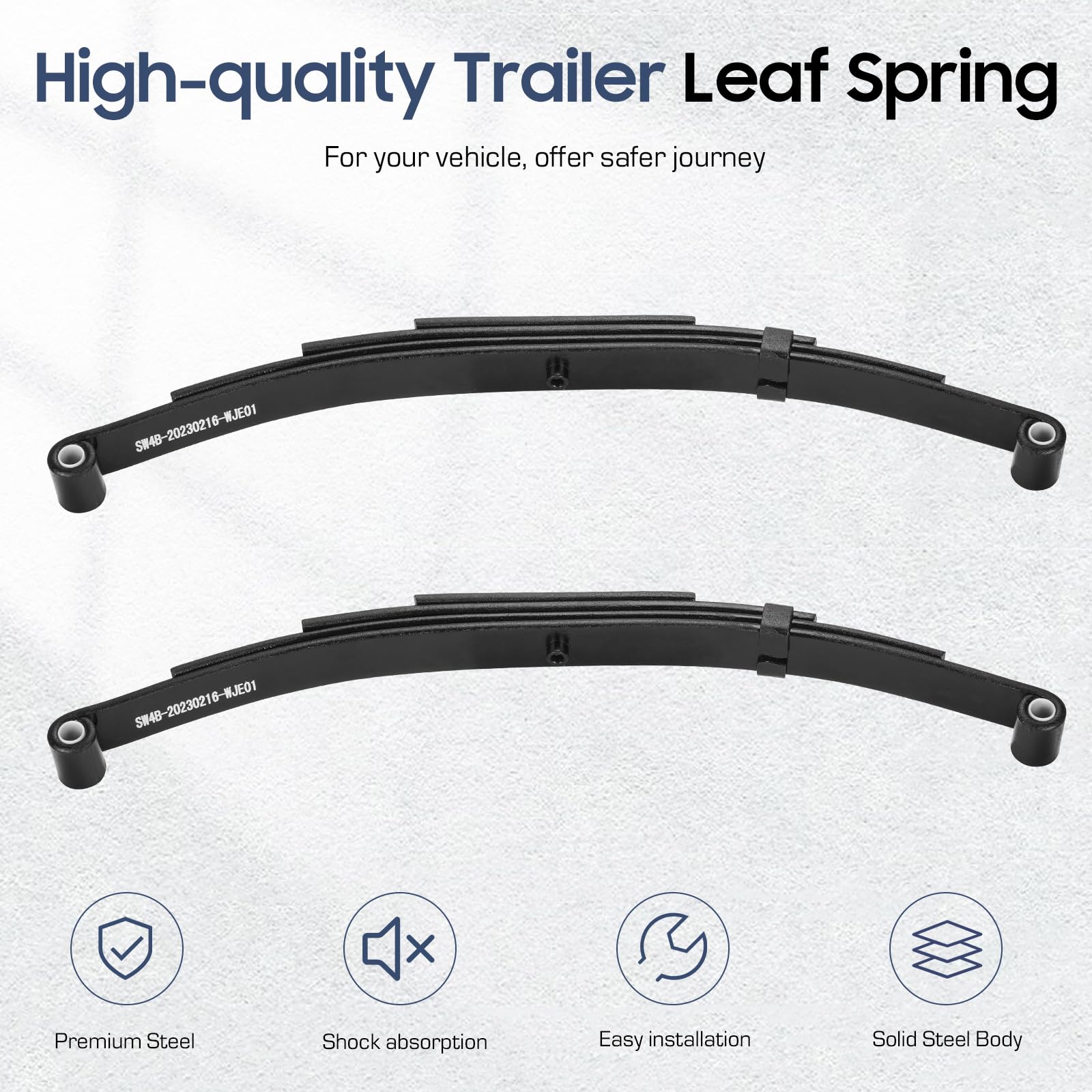 2 Pieces of Replacement for SW4B 4 Leaf Trailer Leaf Spring, 3500lb Single Trailer Axle Suspension Kit, 25-1/4" Length with 1750lb Capacity Double Eyes Leaf Springs and U-Bolt