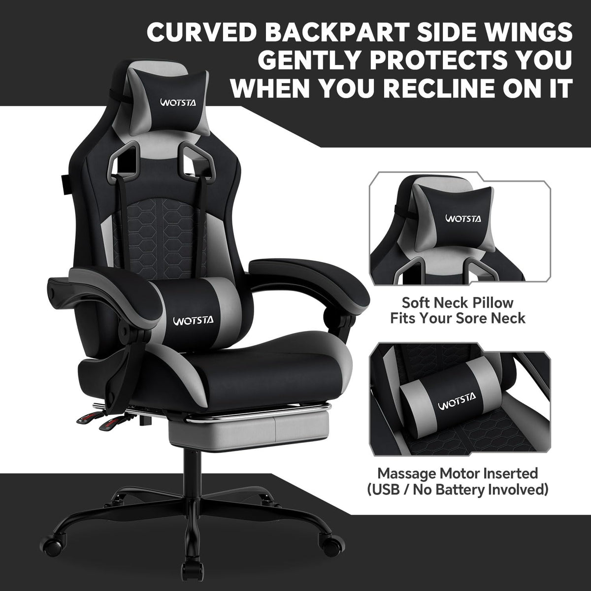 Gaming Chair with Footrest,High Back with Massage Reclining Computer Chair， Big and Tall Racing Gaming Chair Ergonomic Game Chair for Adults PVC Leather (Red)