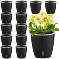 Self-Watering Pots for Indoor Plants, 16-Pack Self Watering Planter with Drainage Holes, Small African Violet Pots with Water Indicator, 10-Pack 5''/6-Pack 6.7'' Orchid Pot, Black