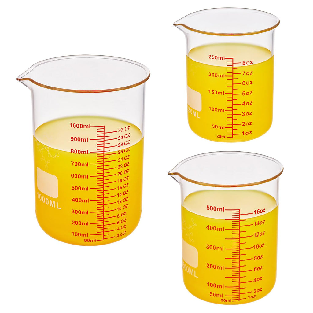 High Borosilicate Glass Measuring Cup-V-Shaped Spout，Glass Measuring Beaker for Kitchen or Restaurant, Easy to Read, 30 ML (1 Oz)-Pack of 2