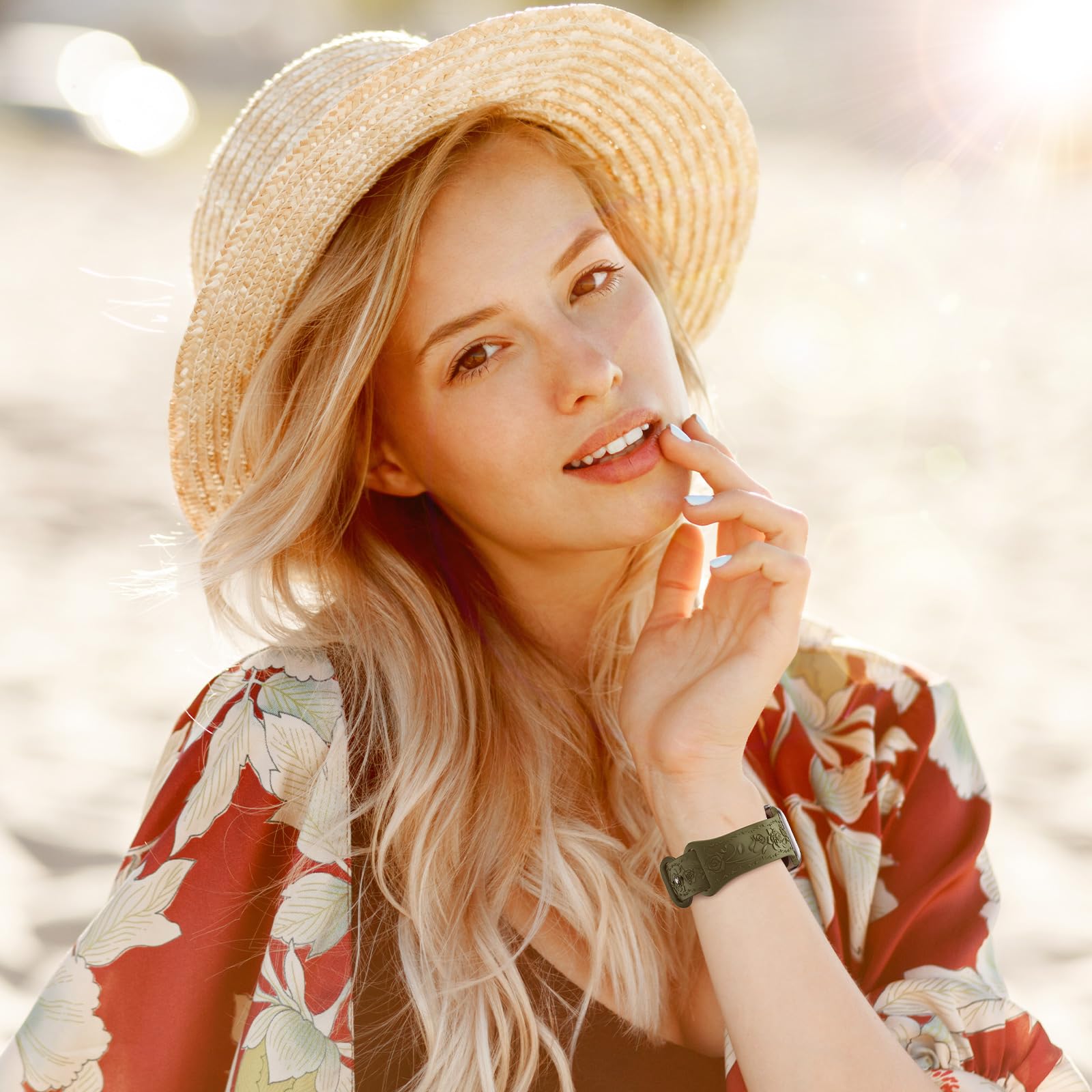Floral Engraved Band Compatible with Apple Watch Band 40mm 41mm 38mm 42mm 44mm 45mm 46mm 49mm Women, Soft Silicone Cute Embossed Flower Strap for iWatch Band Series SE Ultra 11 10 9 8 7 6 5 4 3 2 1