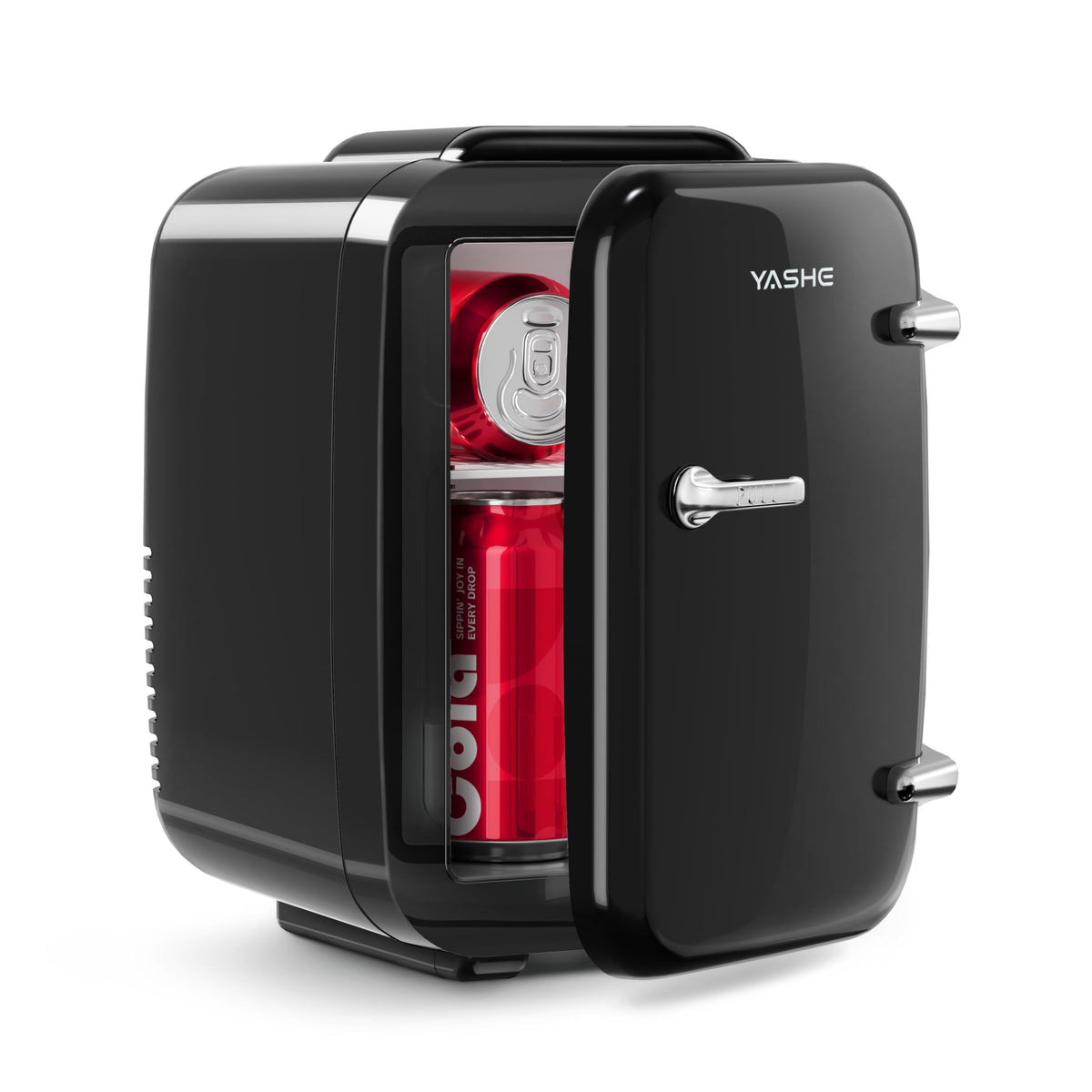 YASHE Mini Fridge, 4 Liter/6 Can Mini Makeup Fridge, 110V AC/ 12V DC Portable Thermoelectric Cooler&Warmer for Skincare, Drink, Cosmetic, Medicine, Small fridge for Bedroom, Office, Dorm, Car, Black