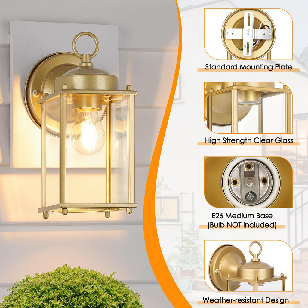 MATAMEYE Outdoor Wall Lantern, Exterior Dark Chocolate Waterproof Wall Sconce Lighting Fixture, Front Door Wall Lamp with Clear Beveled Glass, 2 Pack