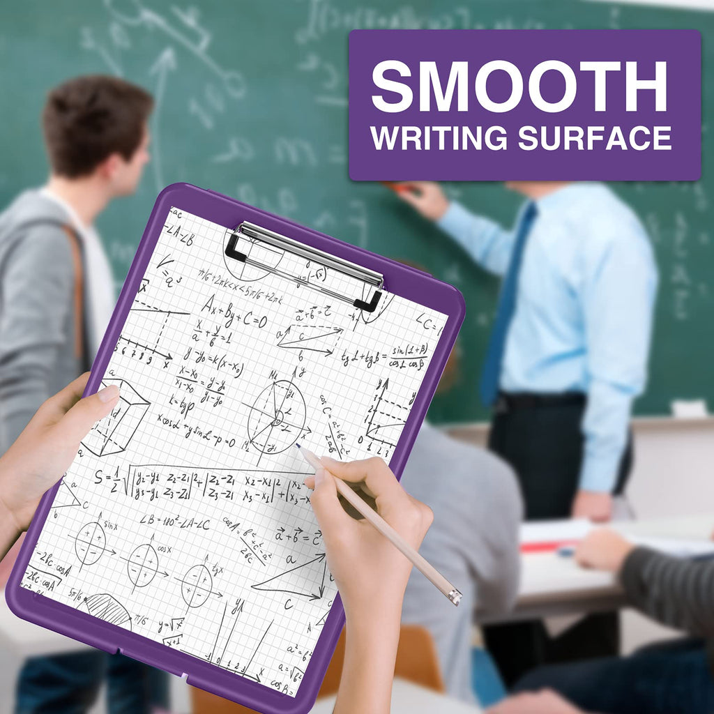 Sooez Clipboard with Storage, Plastic Storage Clipboards with Low Profile Clip, Nursing Clip Boards Foldable, Hanging Clipboard Case for Work, Teacher, Classroom Must Haves, Office School Supplies