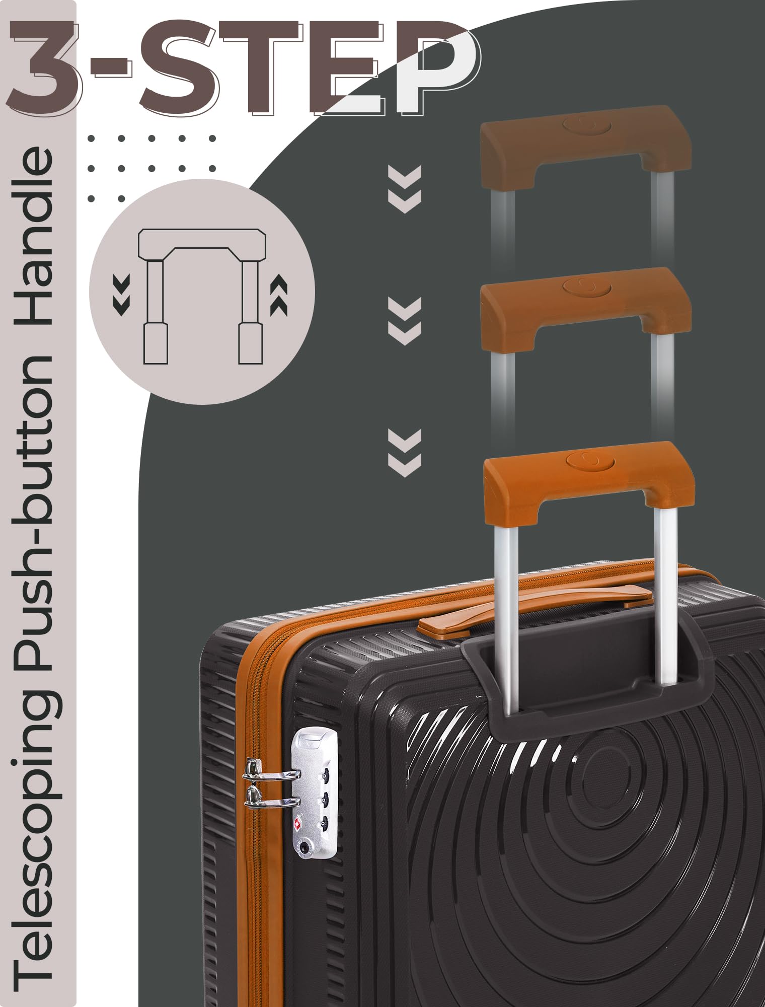 CONCEPTEN Luggage Sets,Suitcases with Wheels, Hardshell Suitcase Set, PP Carry on Luggage Set with TSA Lock, Travel Luggage (Black, Bag Type)