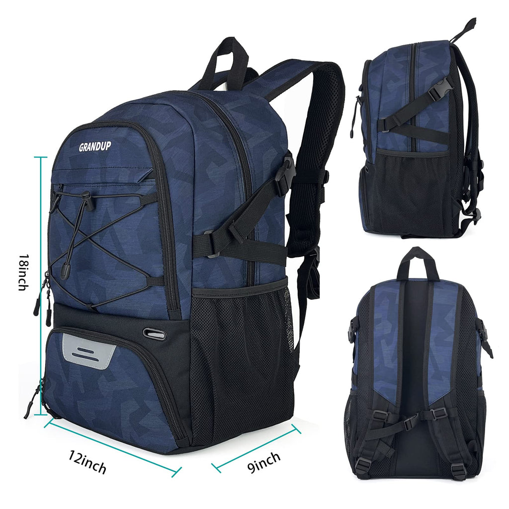 GRANDUP Basketball backpack with ball and shoes compartment Fit Volleyball, soccer, Swim, Gym, Travel, and School, large capacity sports training equipment bags