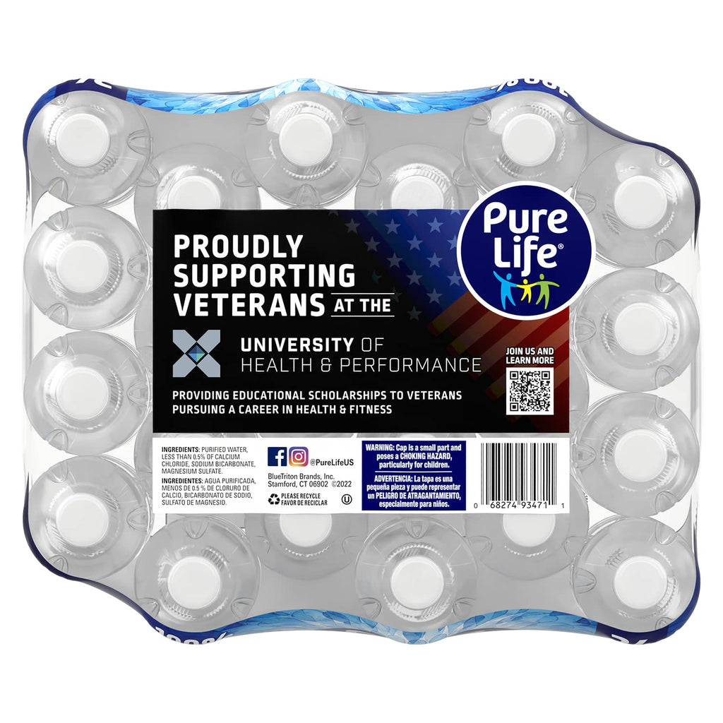 Pure Life, Purified Water, 16.9 Fl Oz, Plastic Bottled Water, 24 Pack