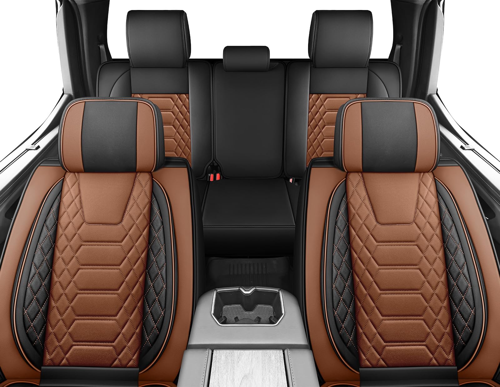 FREESOO Tundra Seat Covers 2007-2013, Fit for Toyota Tundra Crewmax Cab 5 Seats, Custom Truck Seat Covers with Waterproof Faux Leather Black