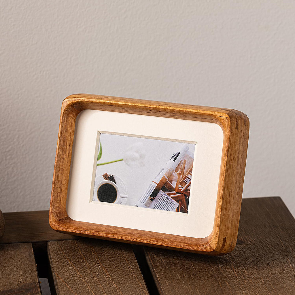 Mini Wood Picture Frame,Small Picture Frames 2x3 with Tiny Mat | Cute Polaroid Picture Frame,Teak Solid Natural Wood Tiny Photo Frame, Tabletop and Wall Mounting