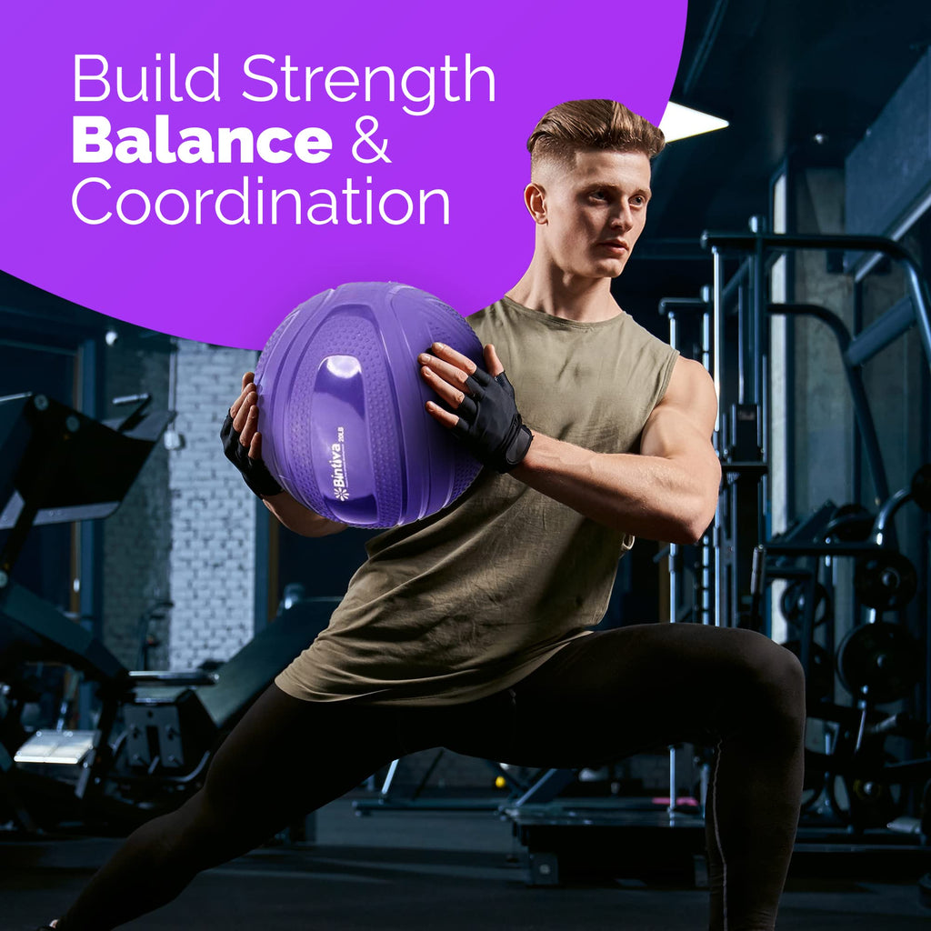 bintiva Non Bounce Slam Ball - Exercise Weighted Deadball for Workout and Fitness Routines - Medicine Dead Weight Ball