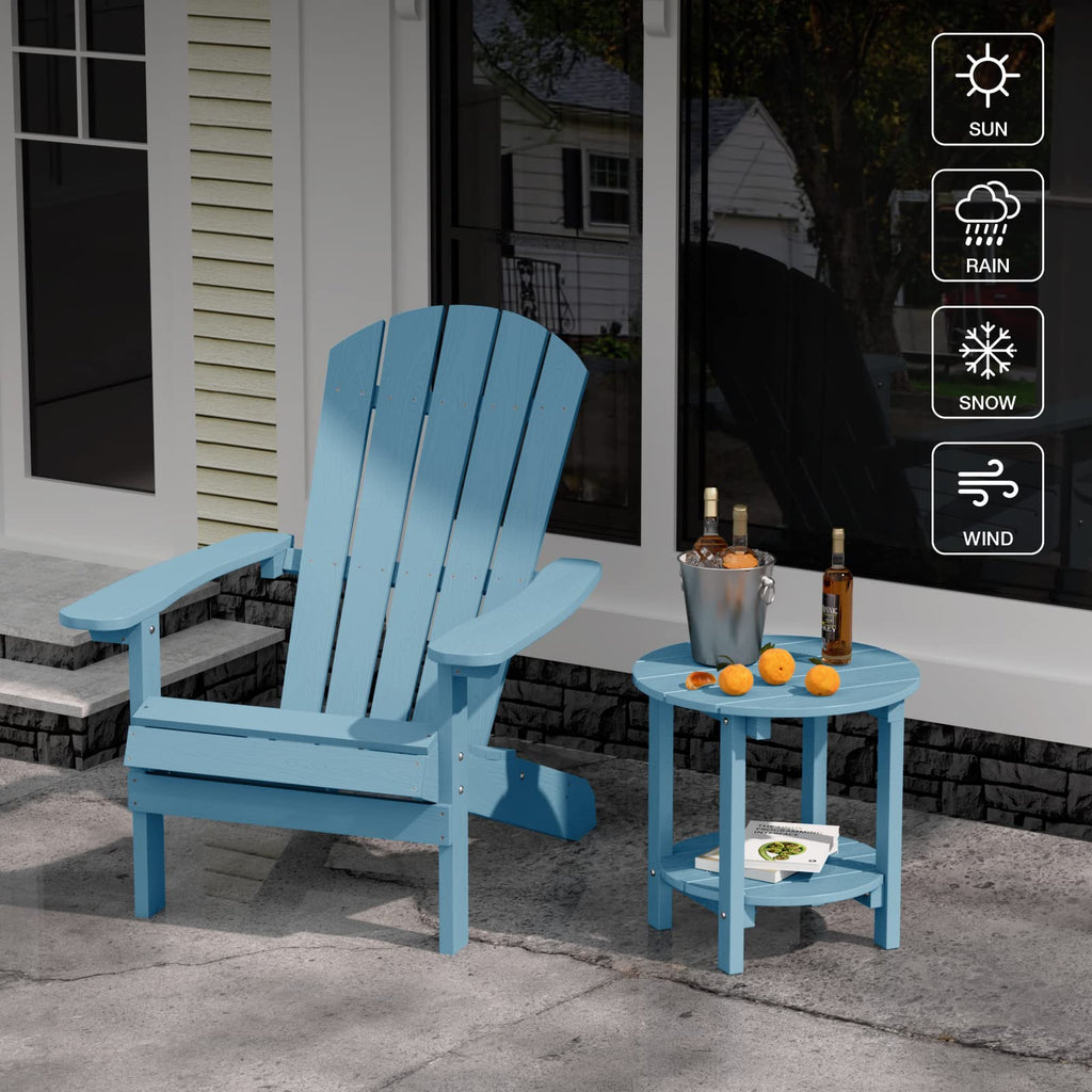 YEFU Adirondack Side Table, 18" Double Outdoor Side Table, Poly Lumber end Table, Weather Resistant for Indoor, Patio, Pool, Porch, Backyard-Black