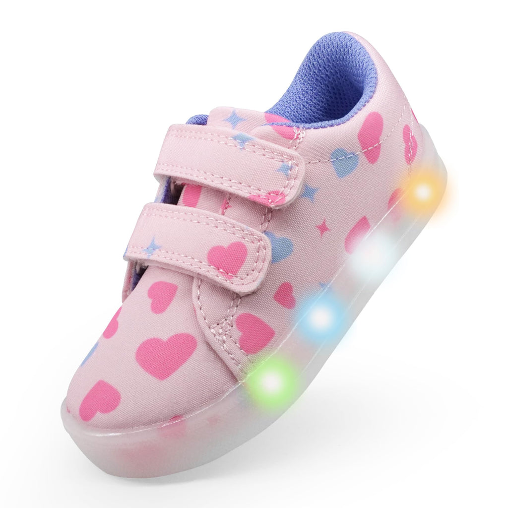 YESKIS Boys Girls Light Up Shoes Vivaki LED Canvas Cartoon Casual Sneakers for Toddler Little Kid Size 5-12
