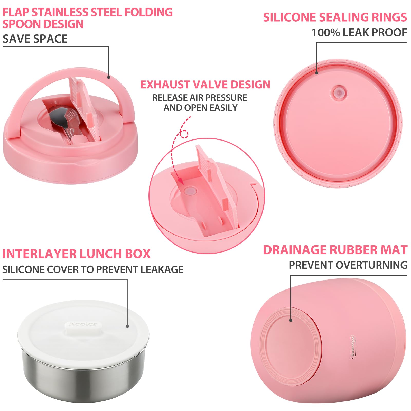 wiwens Thermo Food Jar for Hot Food Adults 32OZ Soup Thermo Lunch Containers Wide Mouth Vacuum Insulated Stainless Steel Leakproof Bento Box with Spoon (Beige)