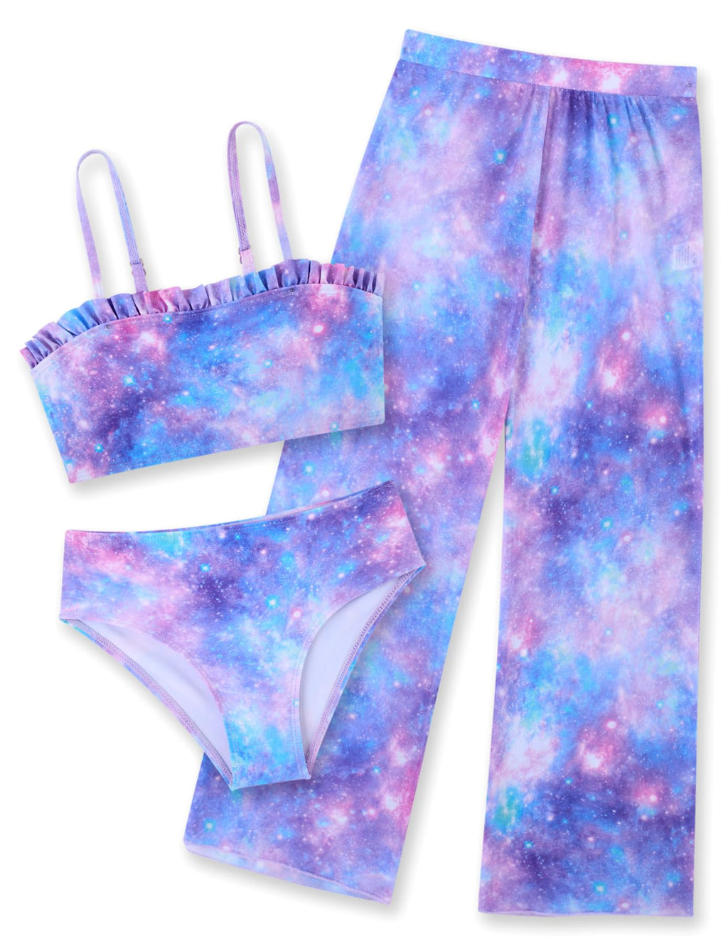 Vogseek 6-16T Girls 3 Pieces Bikini Bathing Suit with Rash Guard Pants Quick Dry Swimwear Cover-Up Sets