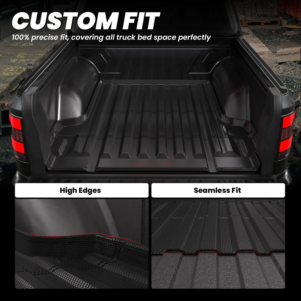 LASFIT Truck Bed Mat for 2009-2016 Ford F250 F350 F450 6.75ft Super Duty 81.9'' Bed Liner(Not fit with Drop-in Bed Liner), TPE 100% All Weather Car Bed Mat for F-250 F-350 F-450,1PCS Black