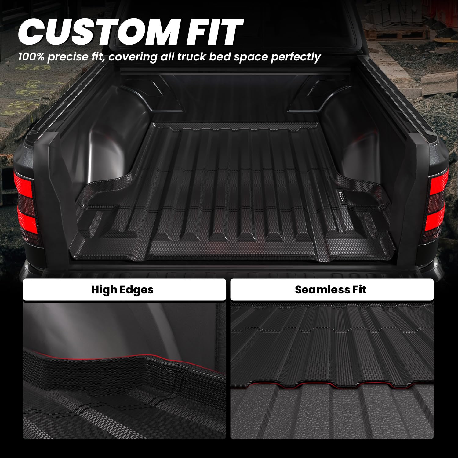 LASFIT Truck Bed Mat for 2009-2016 Ford F250 F350 F450 6.75ft Super Duty 81.9'' Bed Liner(Not fit with Drop-in Bed Liner), TPE 100% All Weather Car Bed Mat for F-250 F-350 F-450,1PCS Black
