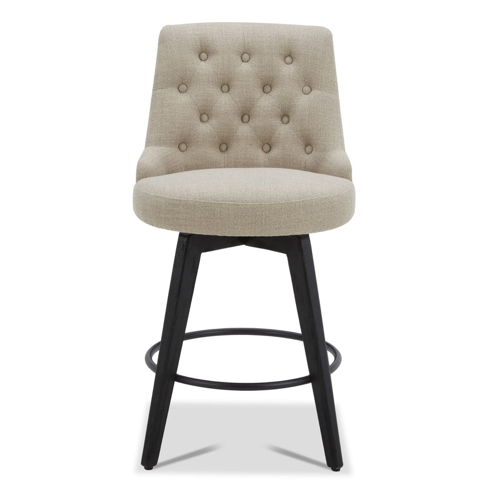 Watson & Whitely Counter Height Bar Stools, Performance Fabric Upholstered Modern Swivel Barstool with Back, Solid Wood Legs, 26" H Seat, Flint Grey