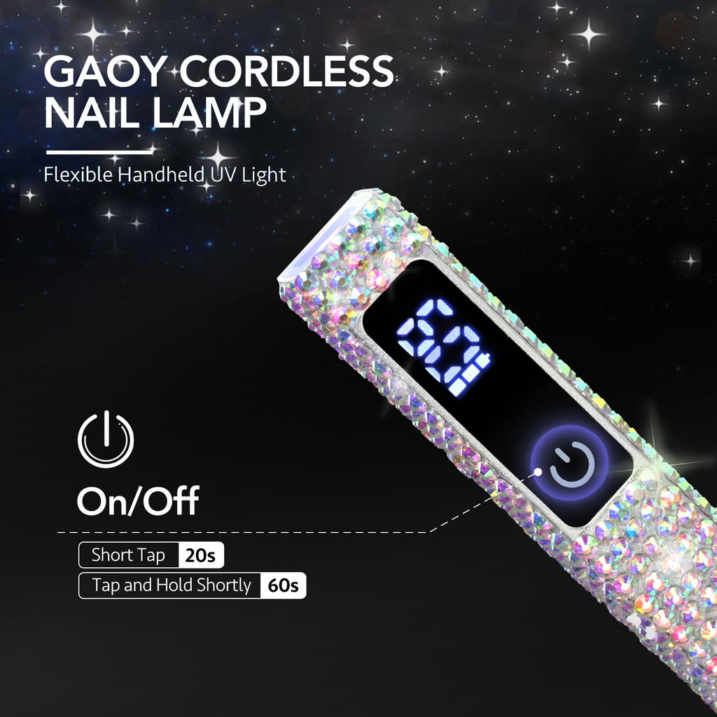 GAOY Handheld UV Light for Gel Nails, Mini Nail Lamp, Portable Cordless Rechargeable, Fast Curing, Diamond Pink