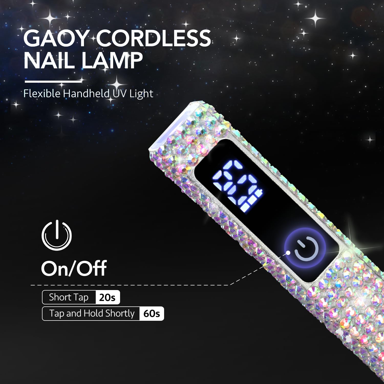 GAOY Handheld UV Light for Gel Nails, Mini Nail Lamp, Portable Cordless Rechargeable, Fast Curing, Diamond Pink